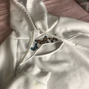 Cropped Butterfly White Hoodie